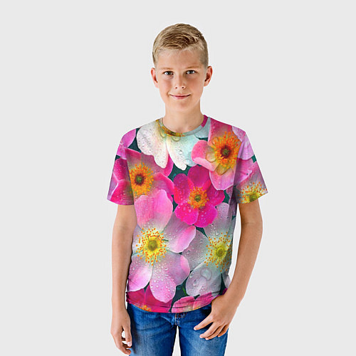 Детская футболка Сказочные разноцветные цветы / 3D-принт – фото 3