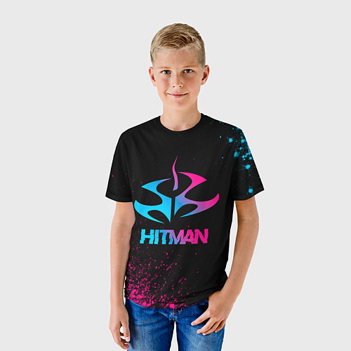 Детская футболка Hitman - neon gradient / 3D-принт – фото 3
