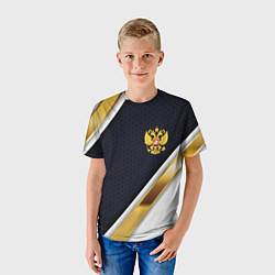 Футболка детская Gold and white Russia, цвет: 3D-принт — фото 2