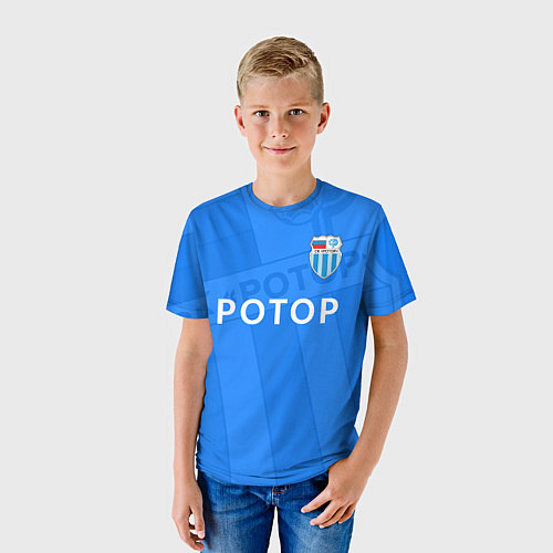 Детская футболка ФК Ротор - Волгоград - Большой логотип / 3D-принт – фото 3