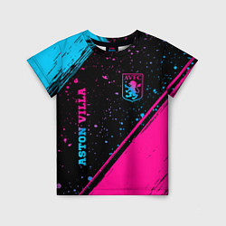 Футболка детская Aston Villa - neon gradient: надпись, символ, цвет: 3D-принт