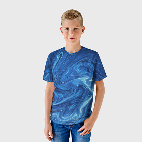 Детская футболка Волновые разводы на поверхности воды / 3D-принт – фото 3
