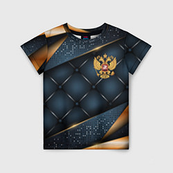Футболка детская Золотой герб России на объемном фоне, цвет: 3D-принт
