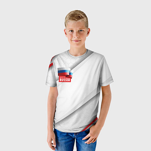 Детская футболка Red & white флаг России / 3D-принт – фото 3