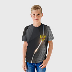 Футболка детская Герб РФ киберпанк, цвет: 3D-принт — фото 2
