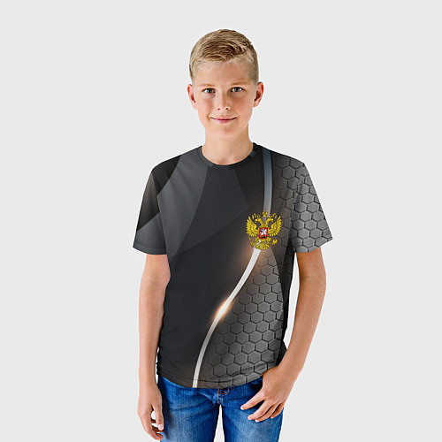 Детская футболка Герб РФ киберпанк / 3D-принт – фото 3