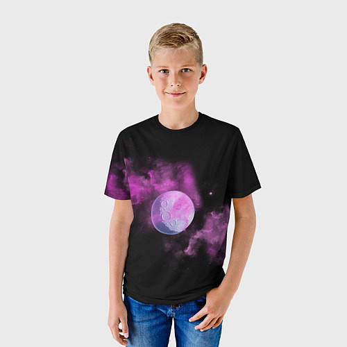 Детская футболка Космическая Луна в дыму / 3D-принт – фото 3