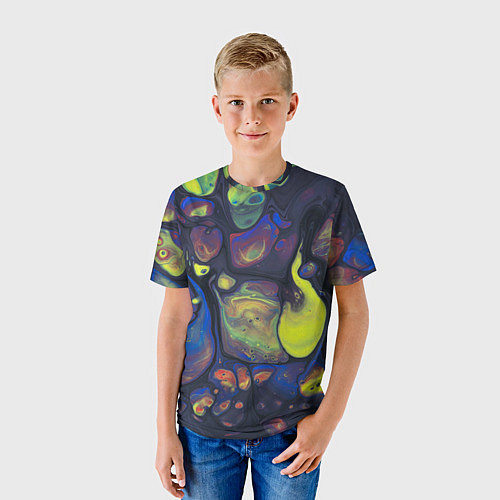 Детская футболка Неоновые светящиеся камни / 3D-принт – фото 3