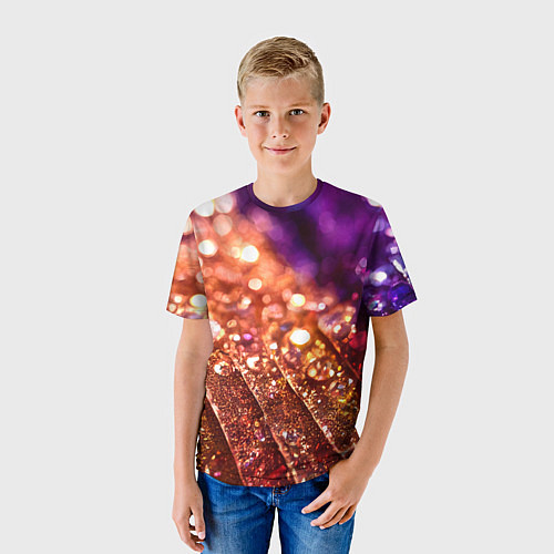 Детская футболка Радужные полосы с каплями / 3D-принт – фото 3