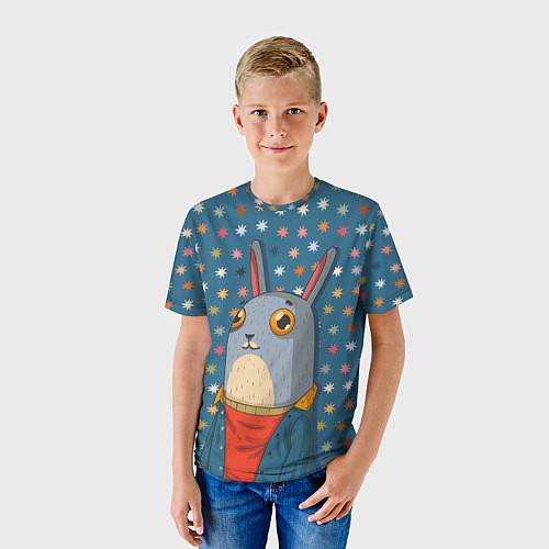 Детская футболка Милый зайка с большими глазами / 3D-принт – фото 3