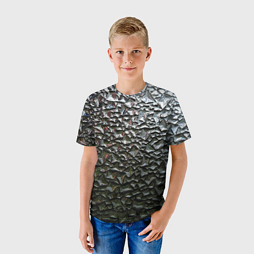 Детская футболка Неровная металлическая поверхность / 3D-принт – фото 3