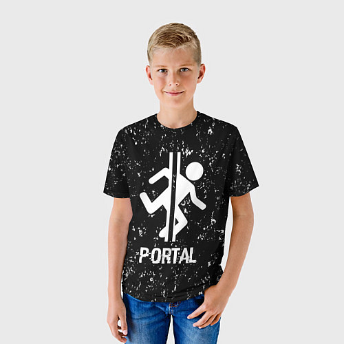 Детская футболка Portal glitch на темном фоне / 3D-принт – фото 3