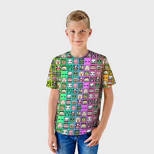 Детская футболка Minecraft characters neon / 3D-принт – фото 3