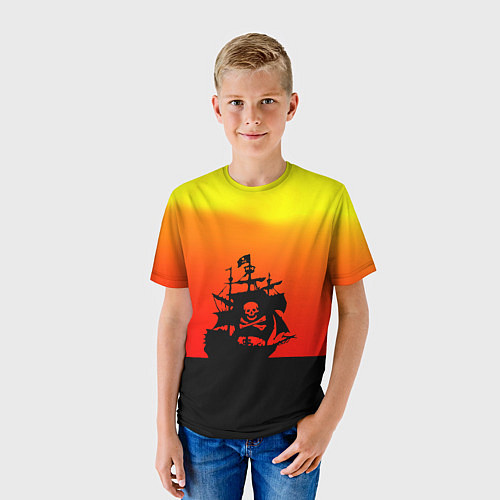 Детская футболка Пиратский корабль на закате / 3D-принт – фото 3