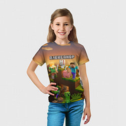 Футболка детская Александр Minecraft, цвет: 3D-принт — фото 2