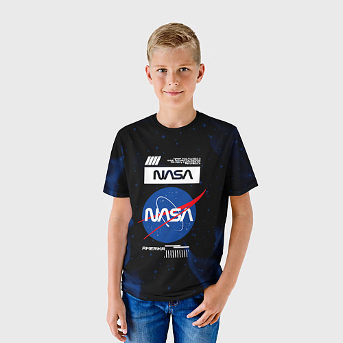 Детская футболка Nasa - синее пламя / 3D-принт – фото 3