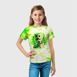 Футболка детская Minecraft creeper green, цвет: 3D-принт — фото 2