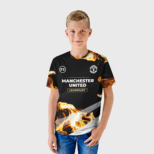 Детская футболка Manchester United legendary sport fire / 3D-принт – фото 3