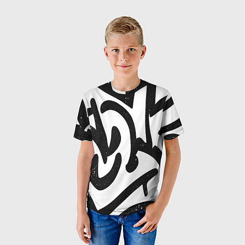Детская футболка Хаотичные узоры в стиле граффити / 3D-принт – фото 3