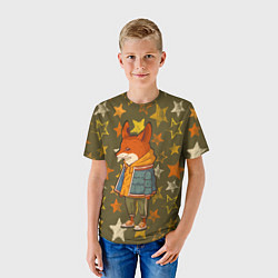 Футболка детская Стильный лис в звездах, цвет: 3D-принт — фото 2