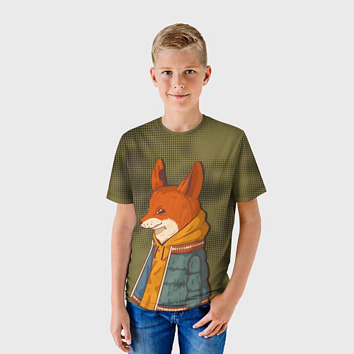 Детская футболка Хитрый лис в куртке / 3D-принт – фото 3
