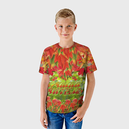 Детская футболка Лучший учитель осенние листья / 3D-принт – фото 3