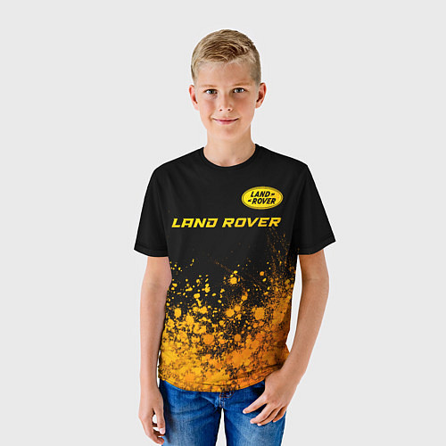 Детская футболка Land Rover - gold gradient: символ сверху / 3D-принт – фото 3