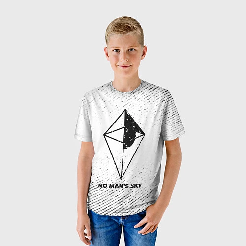 Детская футболка No Mans Sky с потертостями на светлом фоне / 3D-принт – фото 3