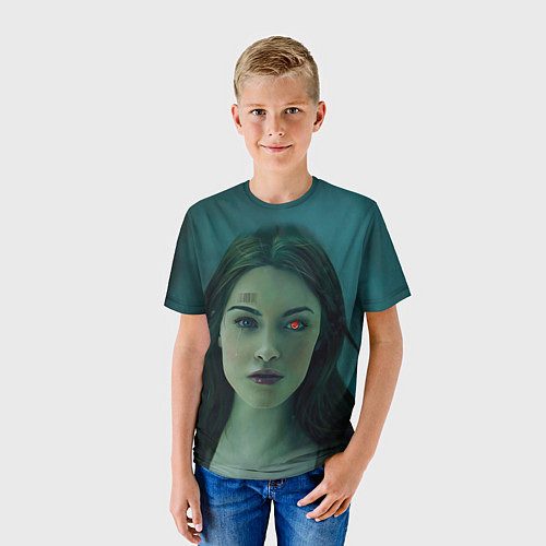 Детская футболка Женщина - киборг / 3D-принт – фото 3