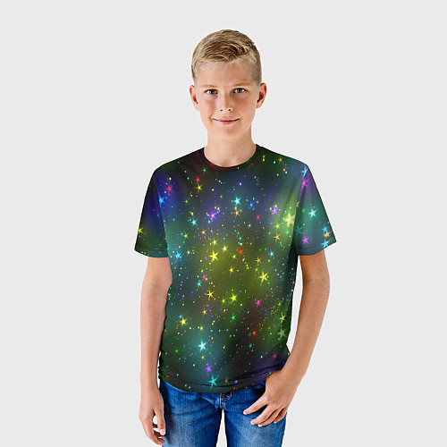 Детская футболка Маленькие неоновые звездочки / 3D-принт – фото 3