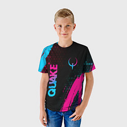 Футболка детская Quake - neon gradient: надпись, символ, цвет: 3D-принт — фото 2