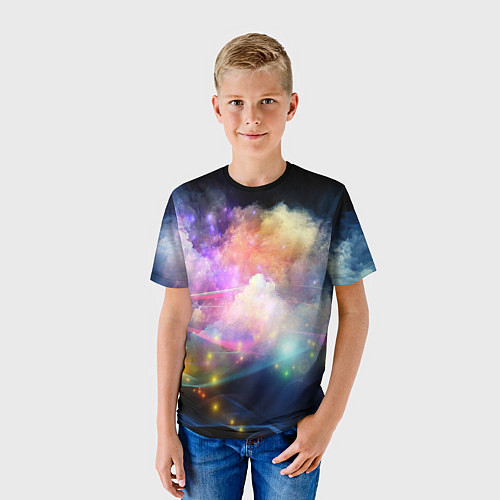Детская футболка Светящиеся точки и дым / 3D-принт – фото 3