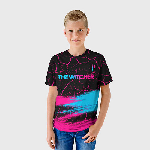 Детская футболка The Witcher - neon gradient: символ сверху / 3D-принт – фото 3