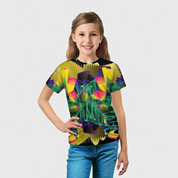 Футболка детская Цветная абстрактная полоса графика, цвет: 3D-принт — фото 2