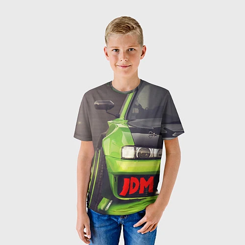 Детская футболка JDM машина зеленая тюнингованная / 3D-принт – фото 3