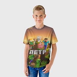 Футболка детская Петр Minecraft, цвет: 3D-принт — фото 2