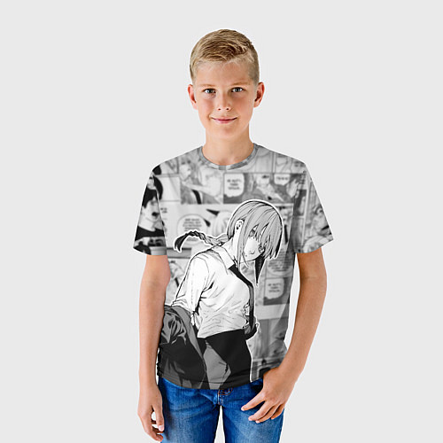 Детская футболка Страницы манги - Макима - Человек бензопила / 3D-принт – фото 3