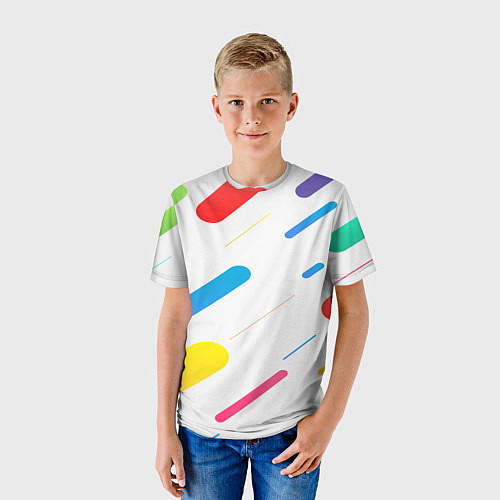 Детская футболка Разноцветные круги и полосы / 3D-принт – фото 3