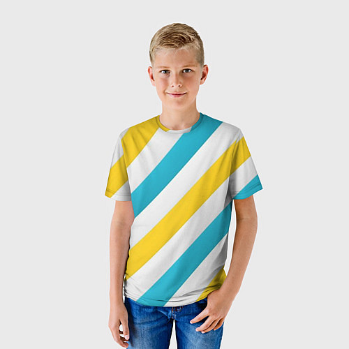 Детская футболка Желтые и синие полосы / 3D-принт – фото 3