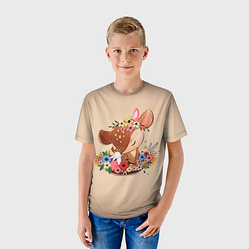 Детская футболка Оленёнок и заяц / 3D-принт – фото 3
