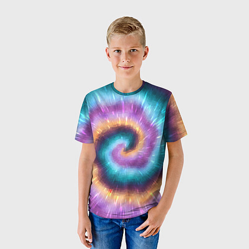 Детская футболка Сине-фиолетовый тай дай / 3D-принт – фото 3