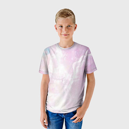 Детская футболка Розовые облака на голубом небе / 3D-принт – фото 3