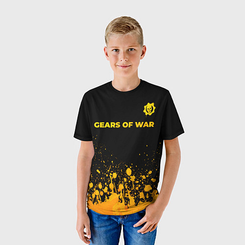 Детская футболка Gears of War - gold gradient: символ сверху / 3D-принт – фото 3