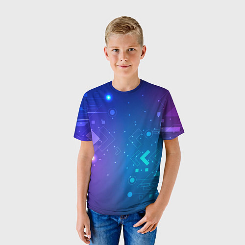 Детская футболка Абстракция геометрия неон / 3D-принт – фото 3