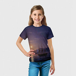 Футболка детская Парусник у берегов Крыма в лунную ночь Айвазовский, цвет: 3D-принт — фото 2