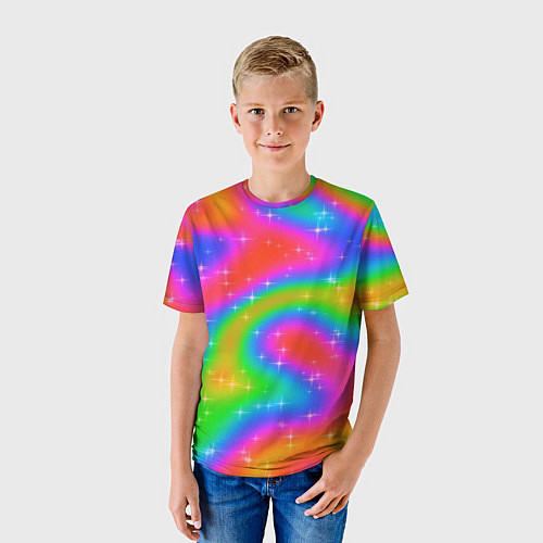 Детская футболка Световые блики на радужном фоне / 3D-принт – фото 3