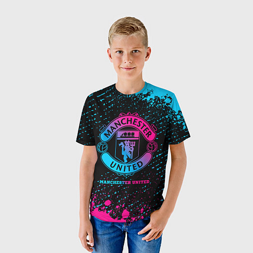 Детская футболка Manchester United - neon gradient / 3D-принт – фото 3