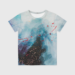 Футболка детская Голубой абстрактны туман и краски, цвет: 3D-принт