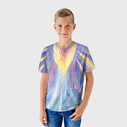 Футболка детская Акварельная абстракция перья Жар-птицы, цвет: 3D-принт — фото 2