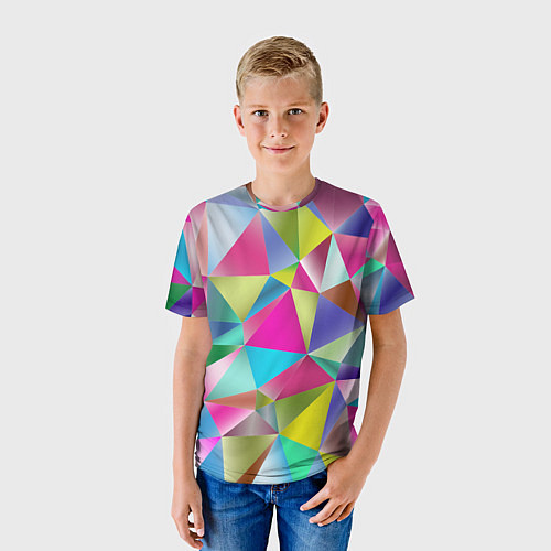Детская футболка Радужные трехмерные треугольники / 3D-принт – фото 3